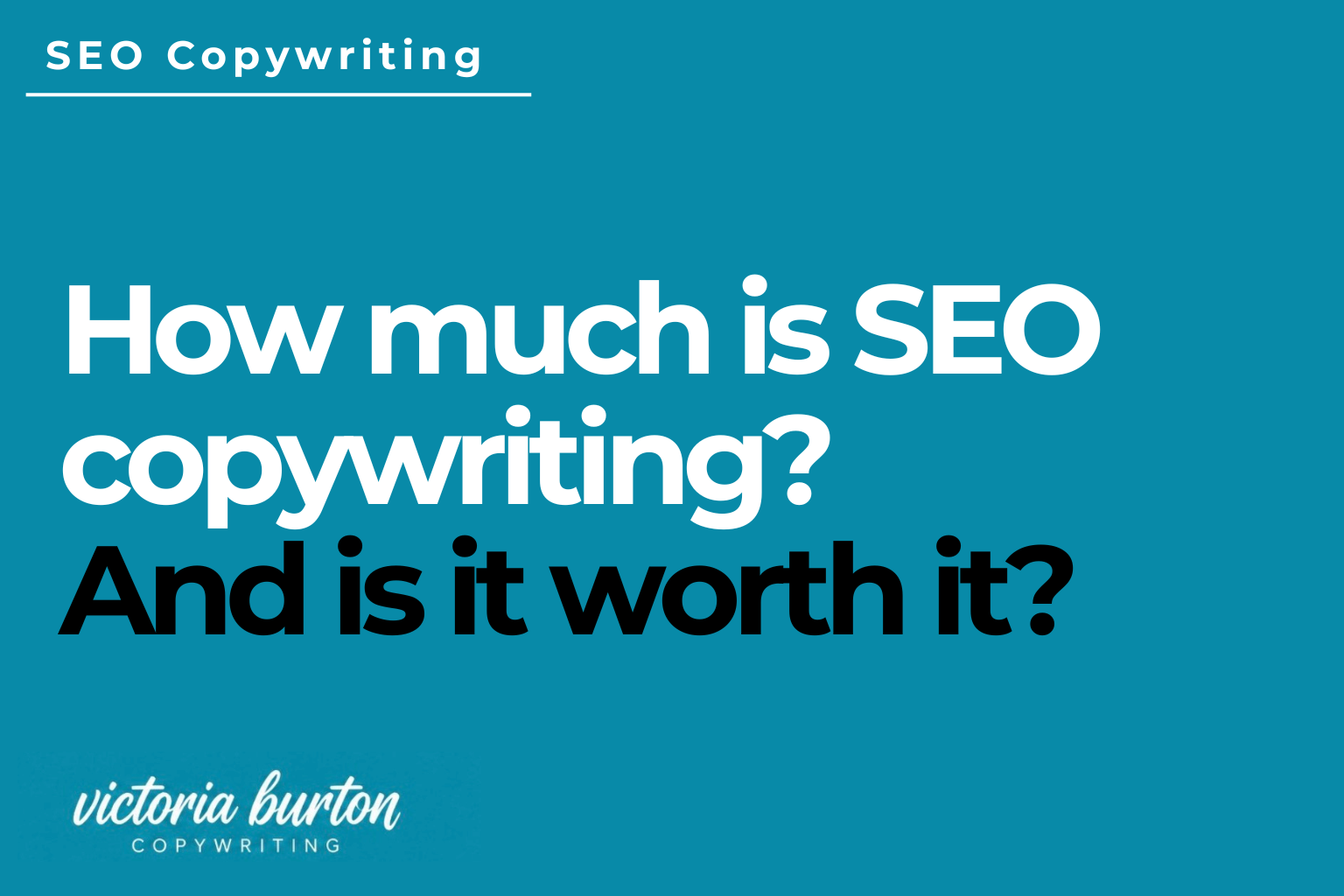 Graphic for blog about SEO copywriting costs and whether SEO content services are worth the investment for businesses.